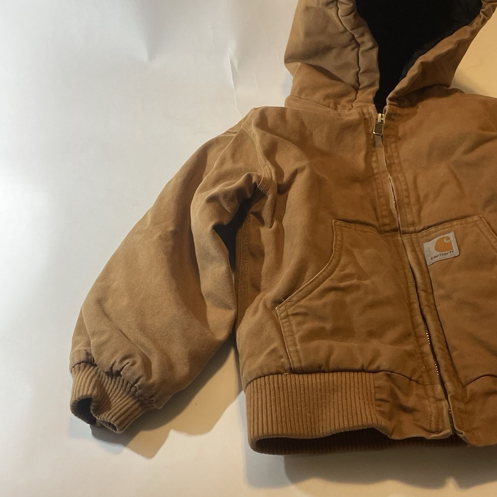 Carhartt Jacket Hooded Quilt Lined Canvas Work Wear Kids Youth XS - Picture 15 of 16